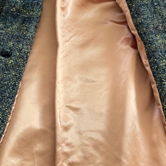 Vintage Textured Wool Blend Coat Women's Longline Button Front Green Brown - Picture 5 of 7